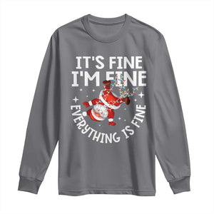 Funny Christmas Santa Long Sleeve Shirt It's Fine I'm Fine Everything Is Fine TS10 Charcoal Print Your Wear