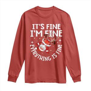 Funny Christmas Santa Long Sleeve Shirt It's Fine I'm Fine Everything Is Fine TS10 Red Print Your Wear