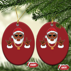 Funny Santa Christmas Ornament Black Hip Hop Santa African American Santa Rapper Fan Gift TS10 Oval Red Print Your Wear