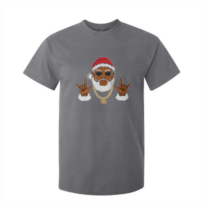 Funny Christmas Santa T Shirt For Kid Black Hip Hop Santa African American Santa Rapper Fan Gift TS10 Charcoal Print Your Wear