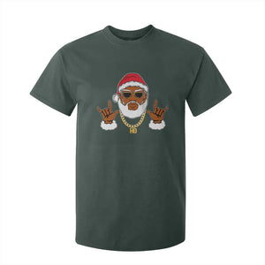 Funny Christmas Santa T Shirt For Kid Black Hip Hop Santa African American Santa Rapper Fan Gift TS10 Dark Forest Green Print Your Wear