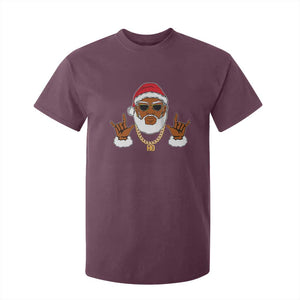 Funny Christmas Santa T Shirt For Kid Black Hip Hop Santa African American Santa Rapper Fan Gift TS10 Maroon Print Your Wear