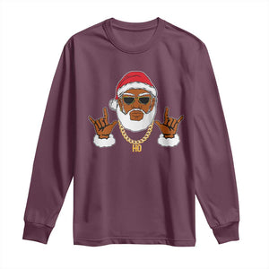 Funny Christmas Santa Long Sleeve Shirt Black Hip Hop Santa African American Santa Rapper Fan Gift TS10 Maroon Print Your Wear