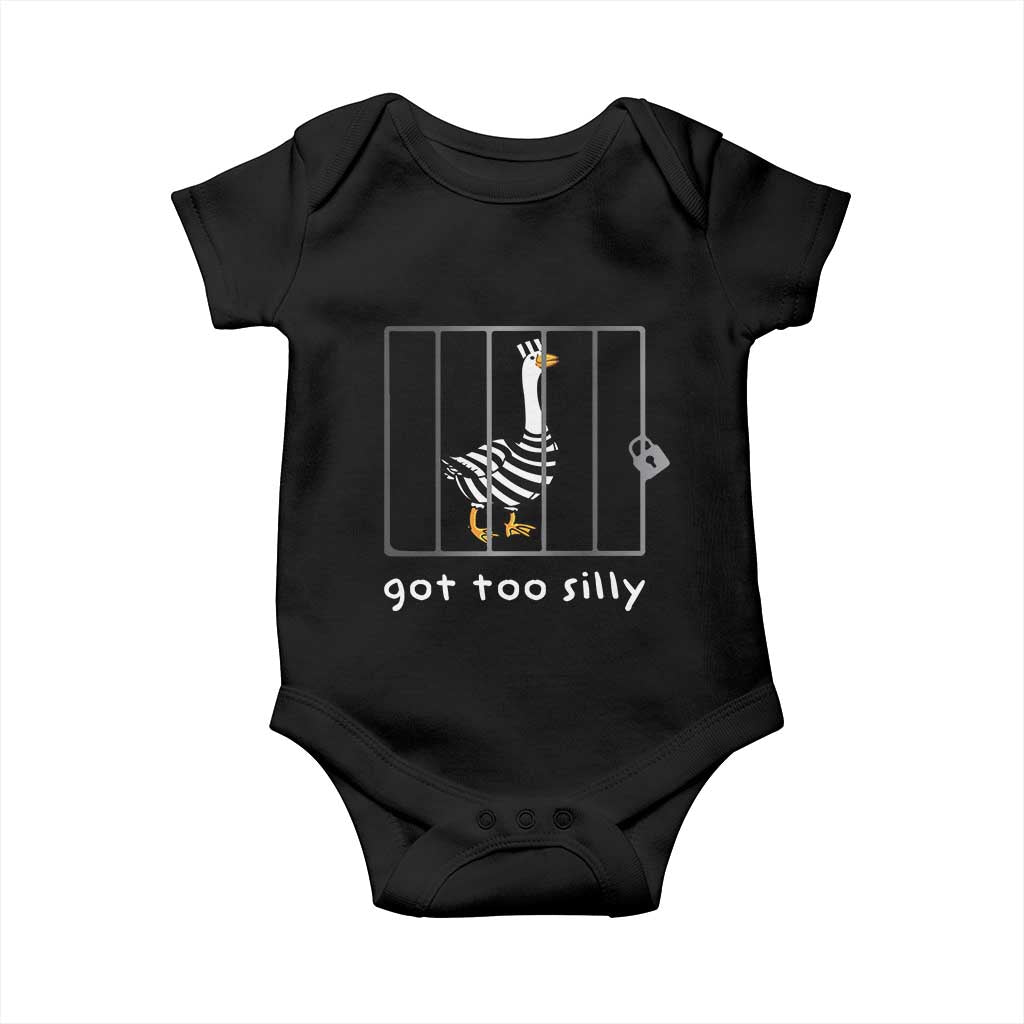 Silly Goose Baby Onesie Got Too Silly TS10 Black Print Your Wear