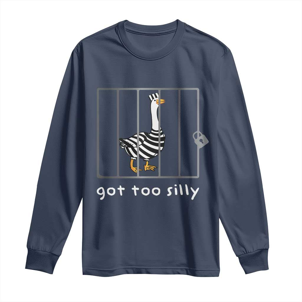 Silly Goose Long Sleeve Shirt Got Too Silly TS10 Navy Print Your Wear