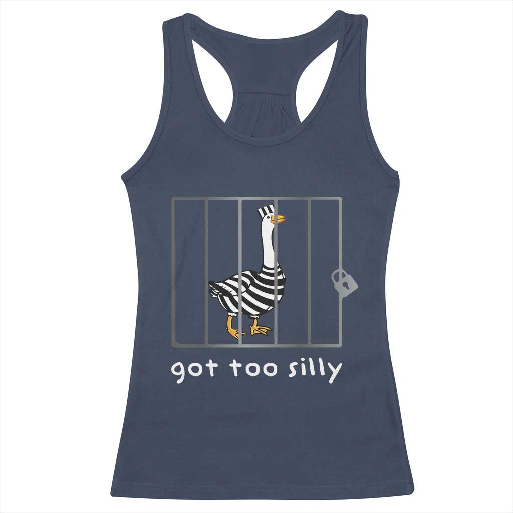 Silly Goose Racerback Tank Top Got Too Silly TS10 Navy Print Your Wear