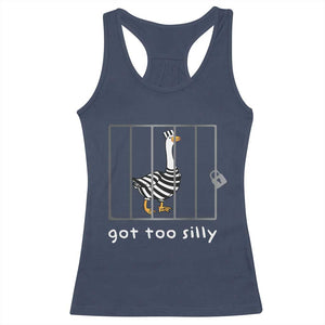 Silly Goose Racerback Tank Top Got Too Silly TS10 Navy Print Your Wear