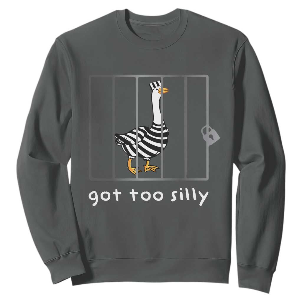 Silly Goose Sweatshirt Got Too Silly TS10 Dark Heather Print Your Wear