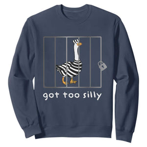 Silly Goose Sweatshirt Got Too Silly TS10 Navy Print Your Wear