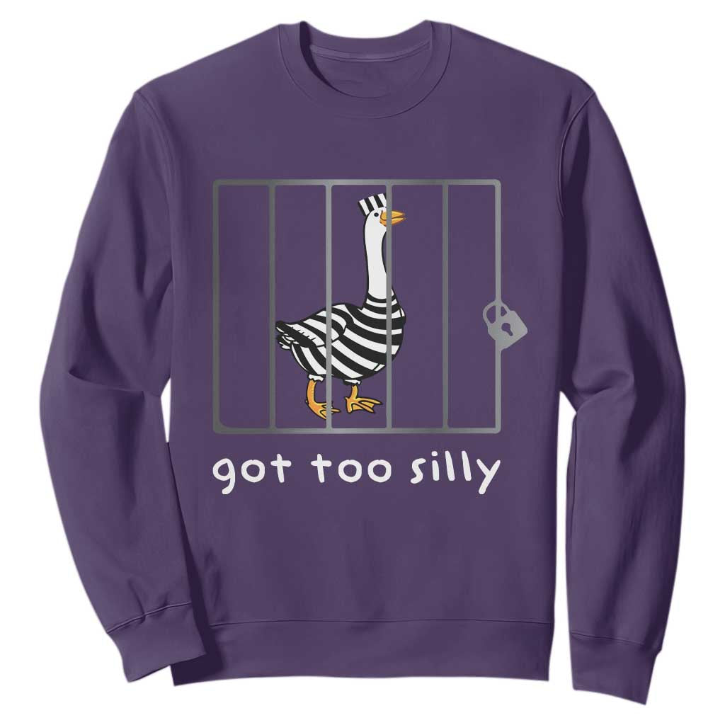 Silly Goose Sweatshirt Got Too Silly TS10 Purple Print Your Wear