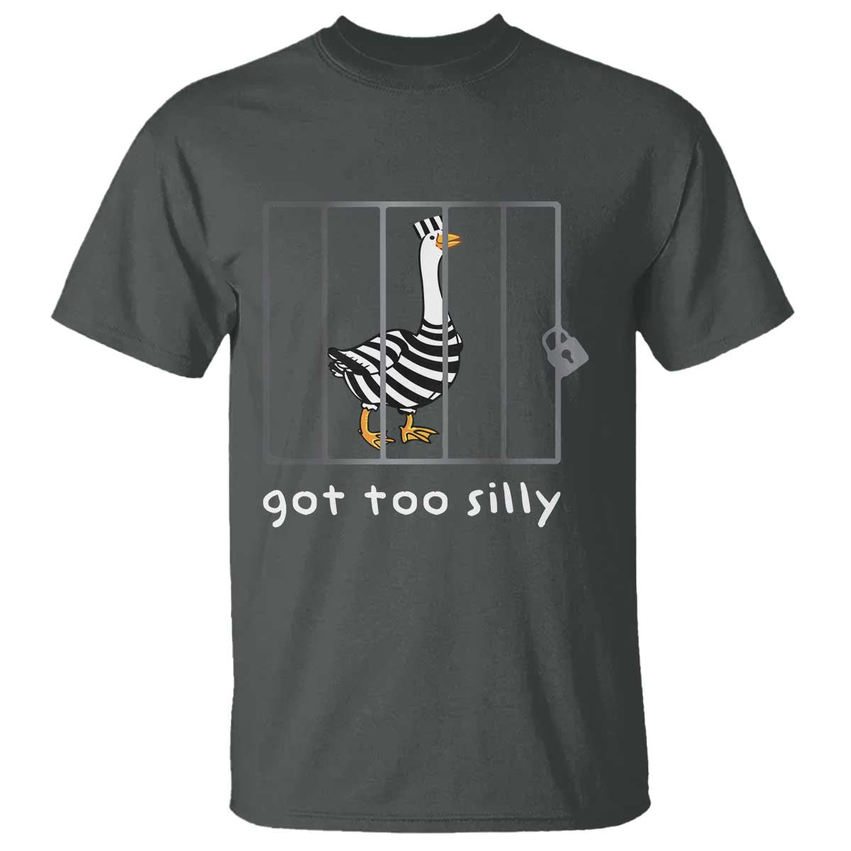 Silly Goose T Shirt Got Too Silly TS10 Dark Heather Print Your Wear