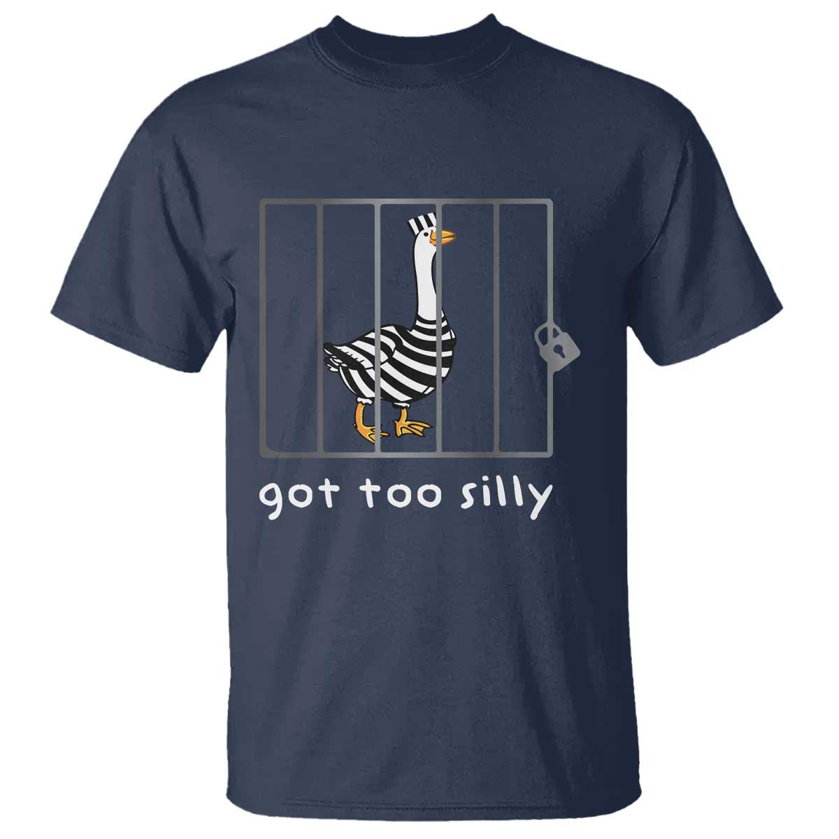 Silly Goose T Shirt Got Too Silly TS10 Navy Print Your Wear