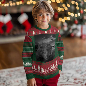 Funny Graphic Capybara Selfie with UFOs Weird Ugly Christmas Sweater TS10 Christmas Print Your Wear