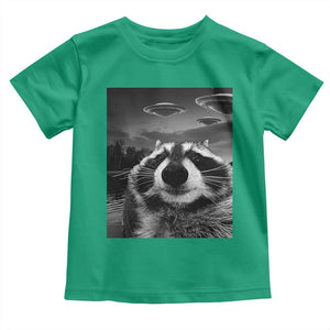 Funny Graphic Racoon Selfie with UFOs Weird Toddler T Shirt TS10 Irish Green Print Your Wear