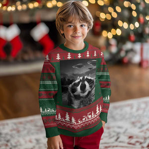 Funny Graphic Racoon Selfie with UFOs Weird Ugly Christmas Sweater TS10 Christmas Print Your Wear