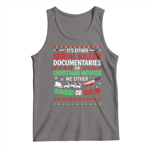 Crime Documentaries Ugly Christmas Tank Top Funny Horror Xmas Slaying Or Sleighing TS10 Deep Heather Print Your Wear