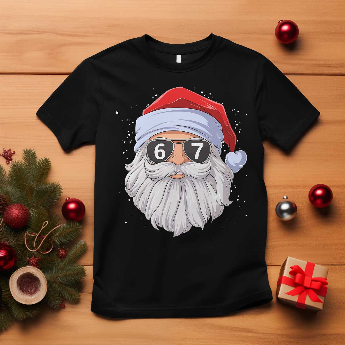Six Seven 67 Christmas Meme T Shirt Funny Brainrot Santa Claus Gen Alpha Slang TS10 Black Print Your Wear