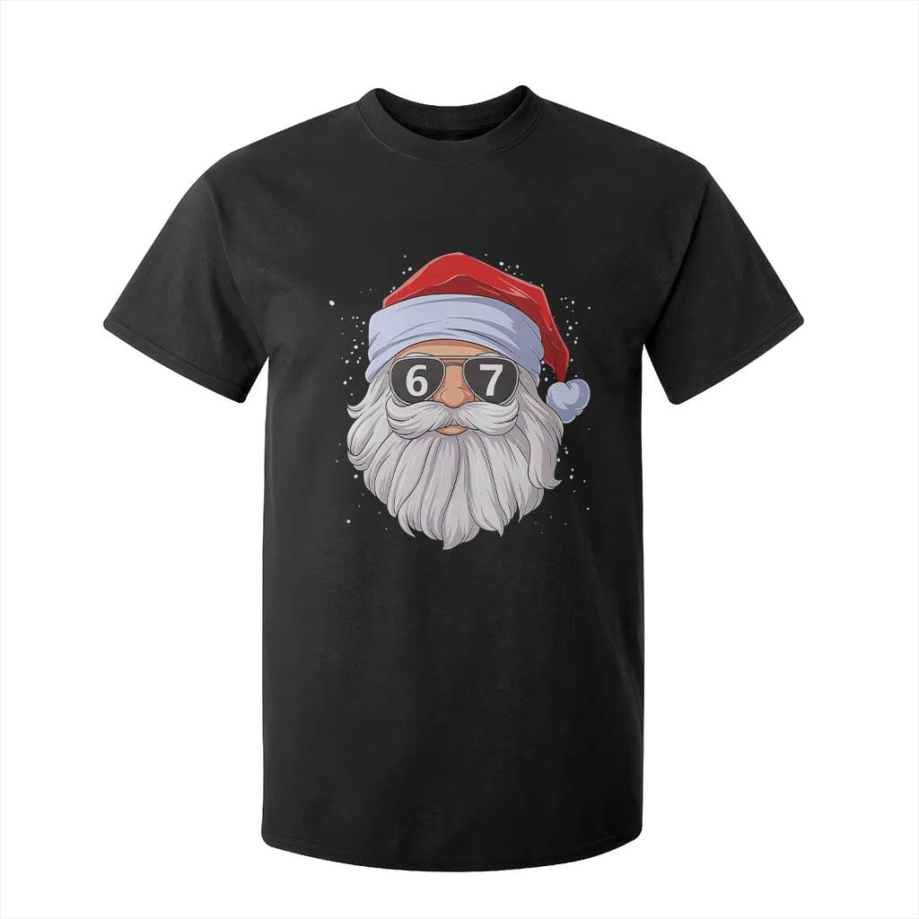 Six Seven 67 Christmas Meme T Shirt For Kid Funny Brainrot Santa Claus Gen Alpha Slang TS10 Black Print Your Wear
