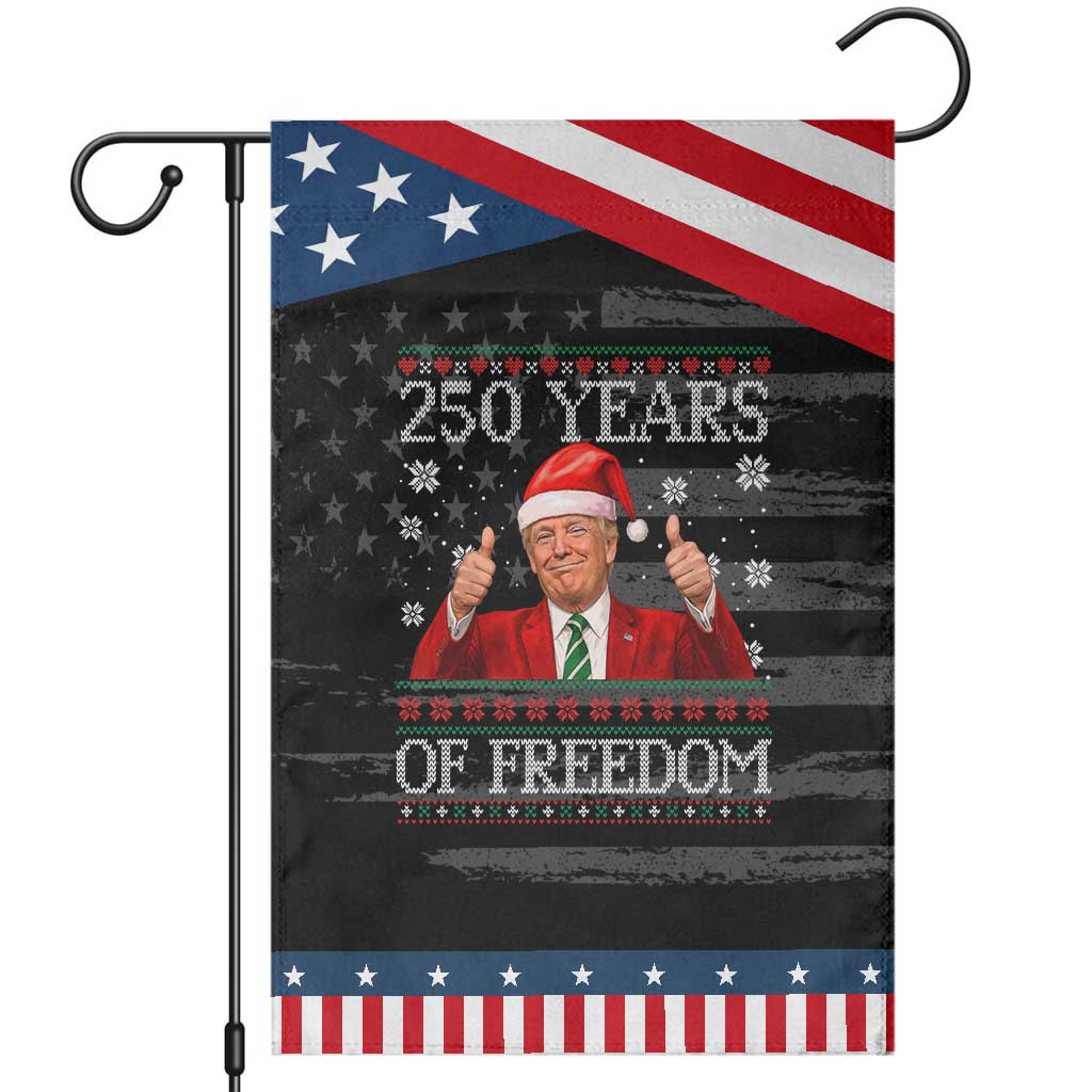 250 Years Of Freedom Christmas Patriotic Garden Flag 250th Anniversary USA Trump Ugly Xmas TS10 Distressed Black Blue Print Your Wear