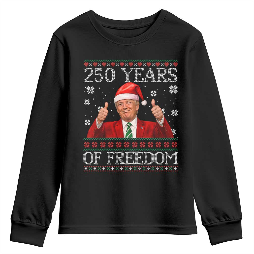 250 Years Of Freedom Christmas Youth Sweatshirt 250th Anniversary USA Trump Ugly Xmas TS10 Black Print Your Wear