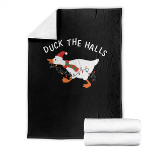 Funny Christmas Silly Goose Throw Blanket Funny Duck the Halls TS10 Black Print Your Wear