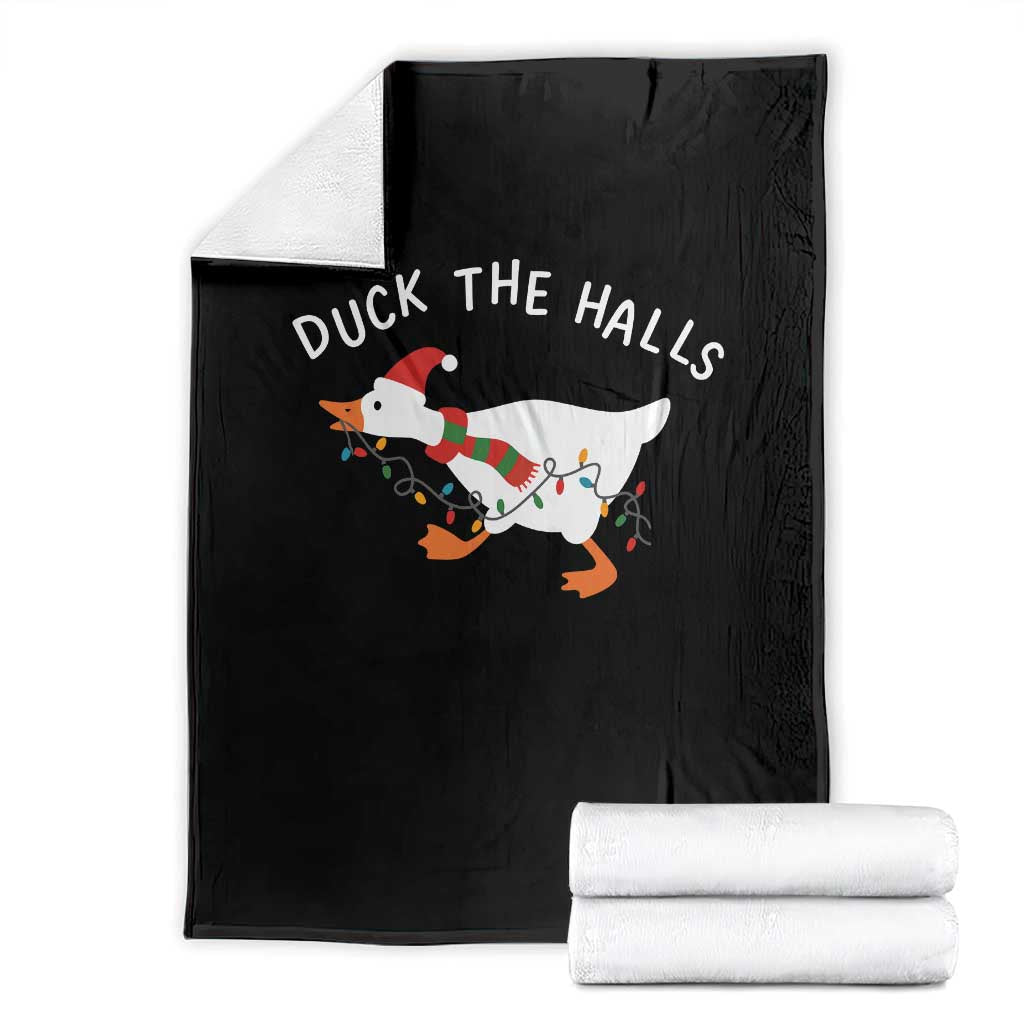 Funny Christmas Silly Goose Throw Blanket Funny Duck the Halls TS10 Black Print Your Wear