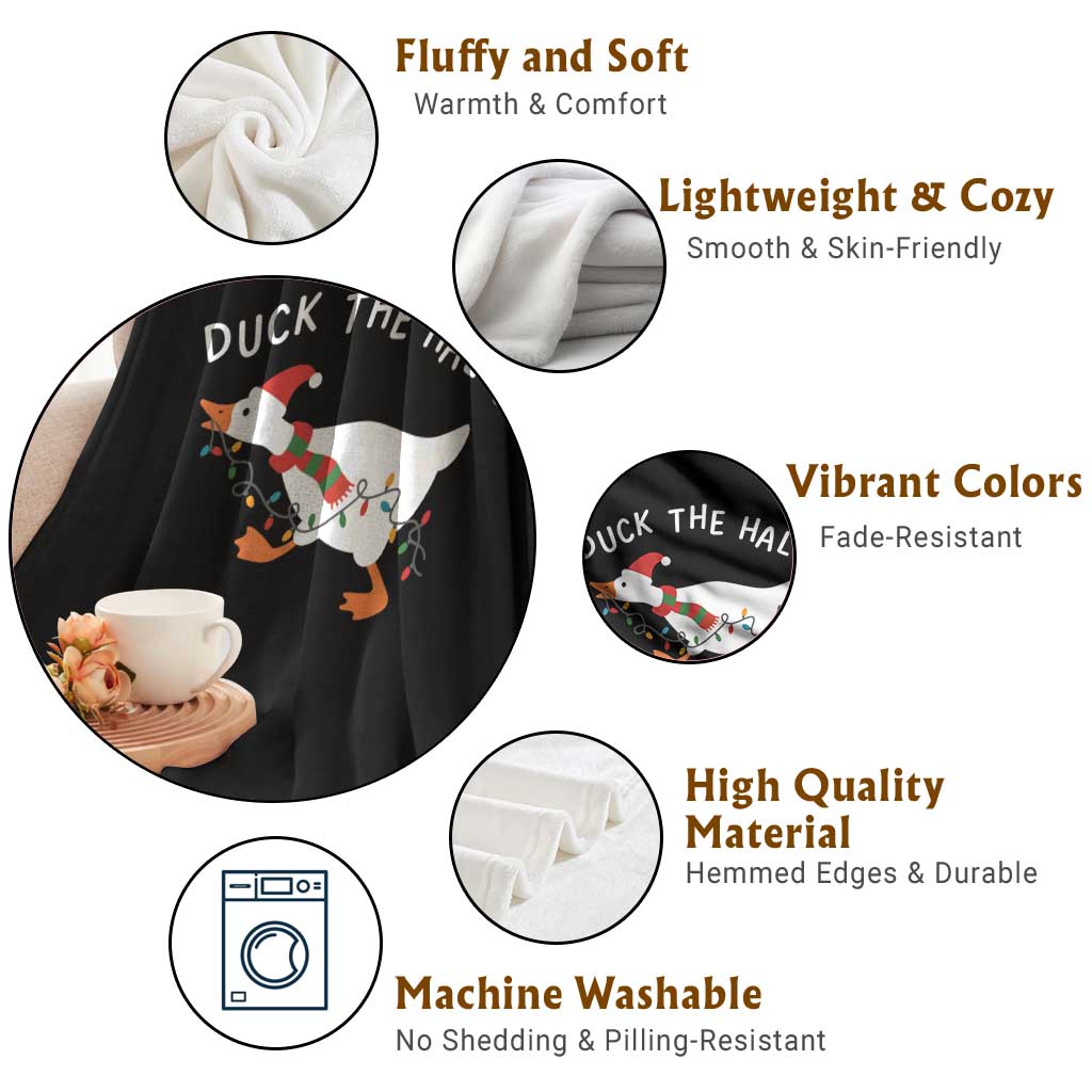 Funny Christmas Silly Goose Throw Blanket Funny Duck the Halls TS10 Print Your Wear