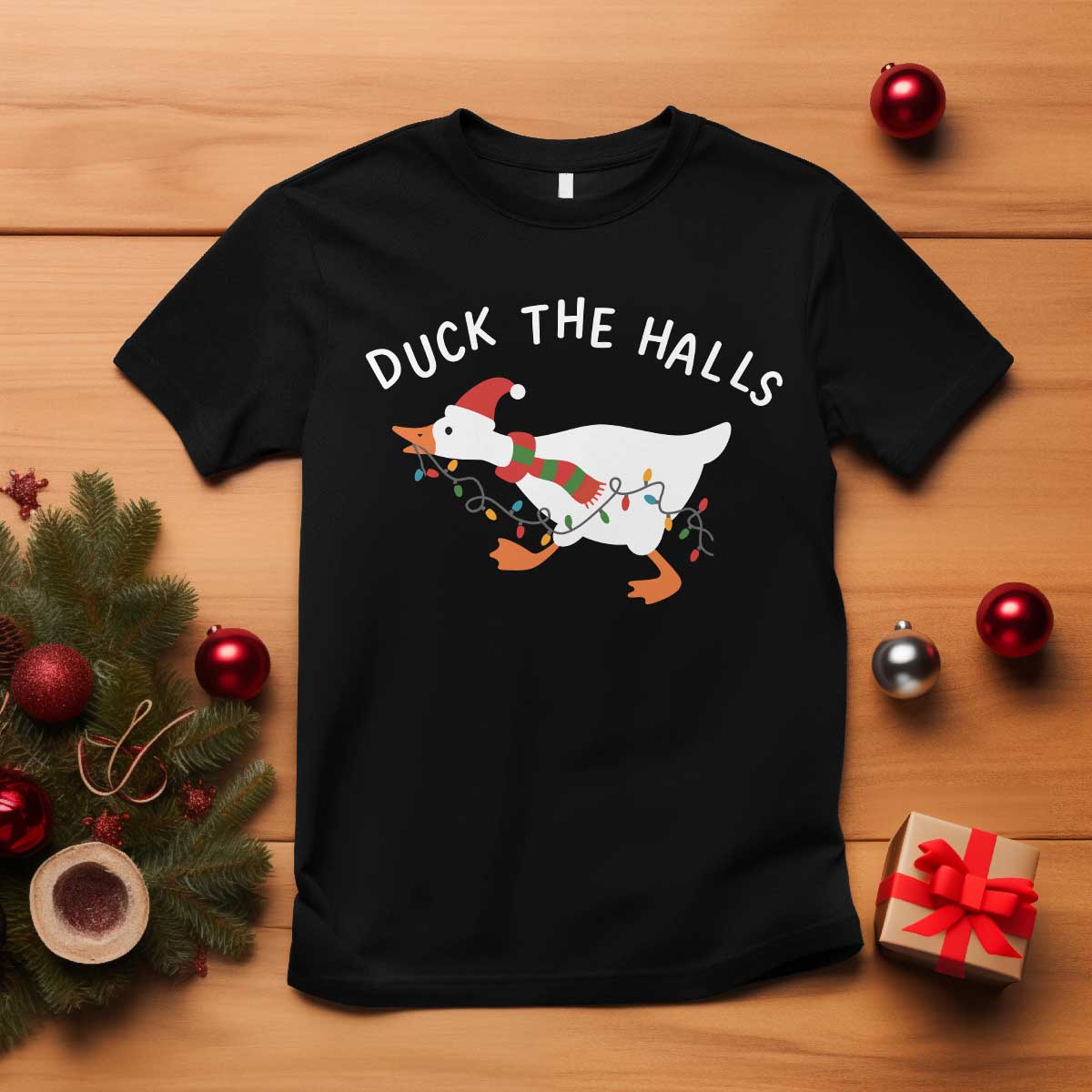 Funny Christmas Silly Goose T Shirt Funny Duck the Halls TS10 Black Print Your Wear