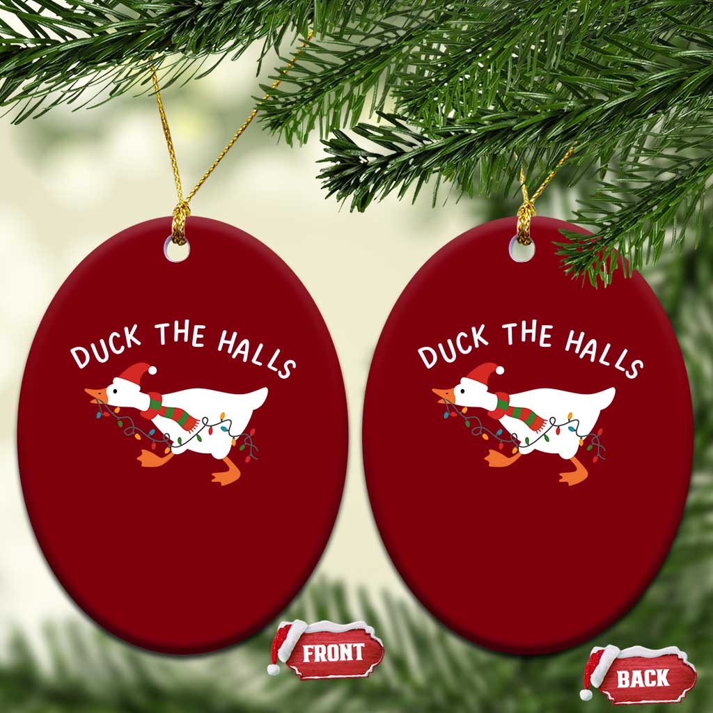 Funny Christmas Silly Goose Ceramic Ornament Funny Duck the Halls TS10 Print Your Wear
