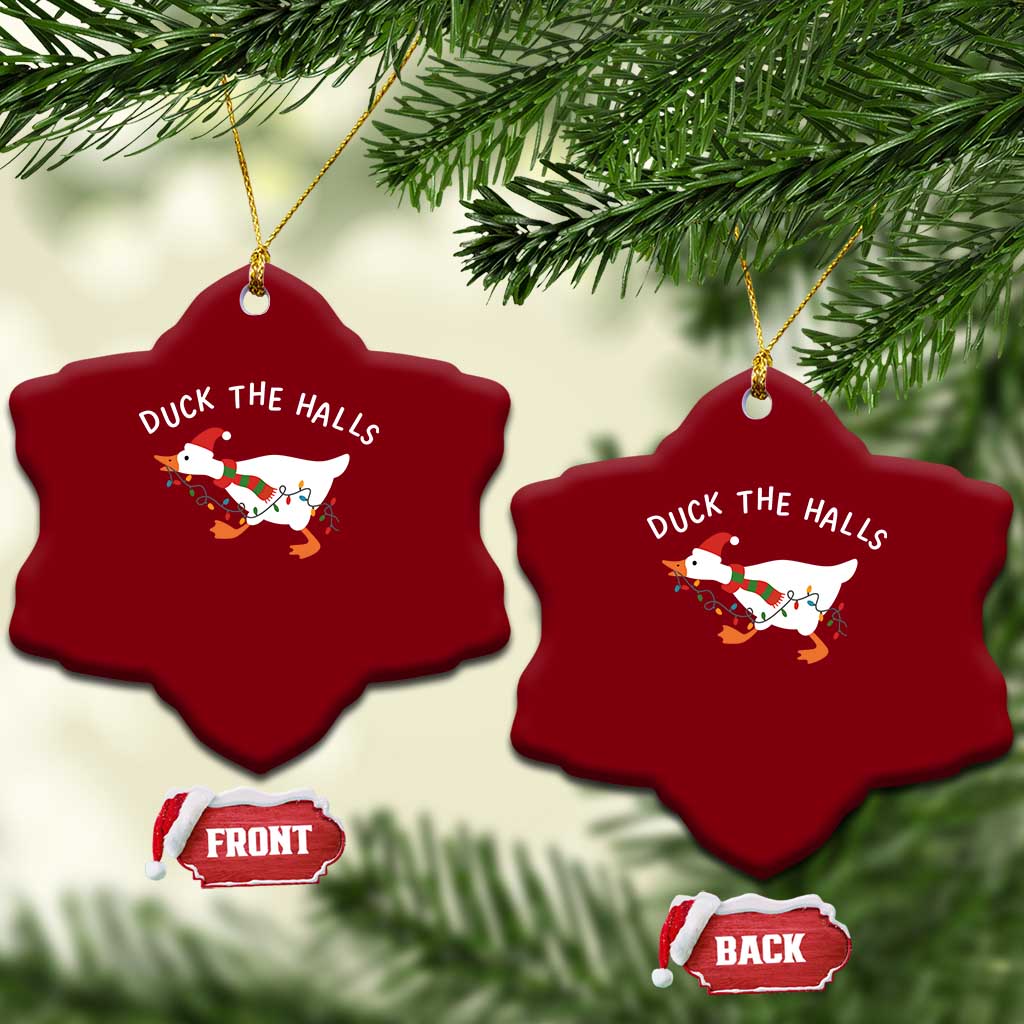 Funny Christmas Silly Goose Ceramic Ornament Funny Duck the Halls TS10 Print Your Wear