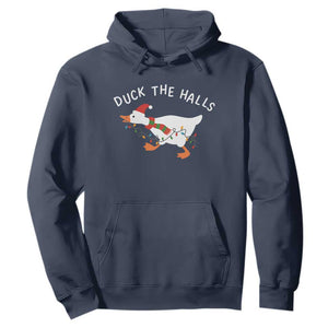 Funny Christmas Silly Goose Hoodie Funny Duck the Halls TS10 Navy Print Your Wear