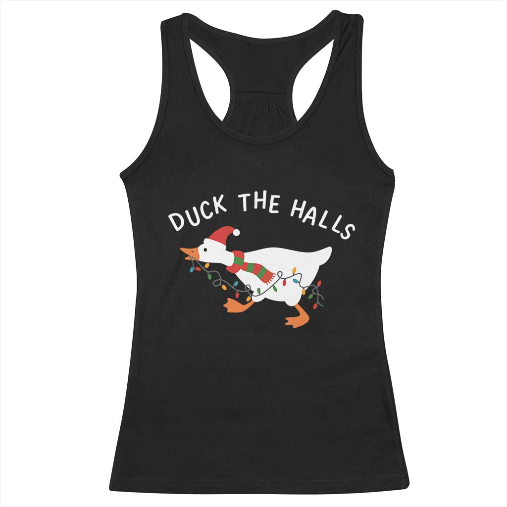 Funny Christmas Silly Goose Racerback Tank Top Funny Duck the Halls TS10 Black Print Your Wear