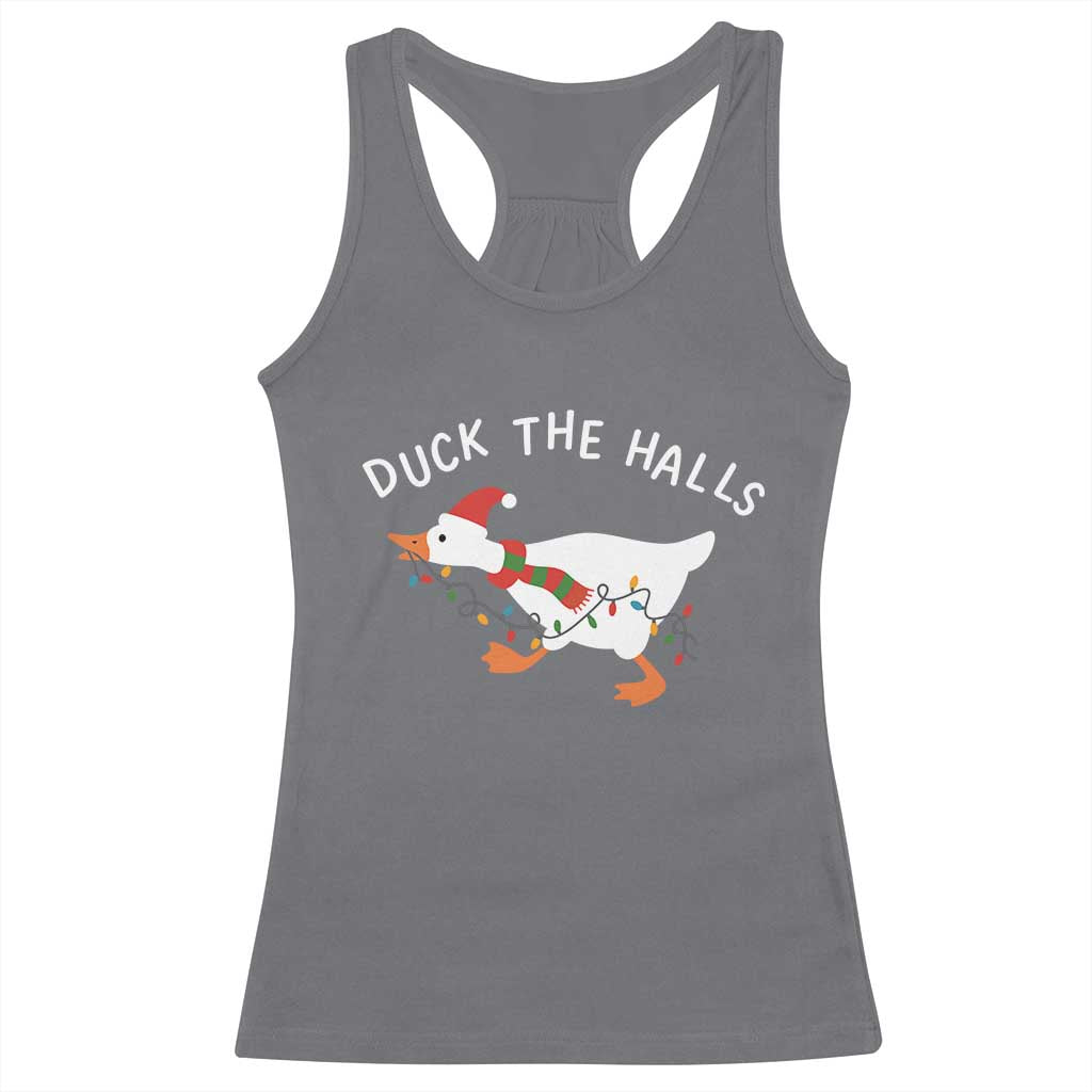 Funny Christmas Silly Goose Racerback Tank Top Funny Duck the Halls TS10 Charcoal Print Your Wear