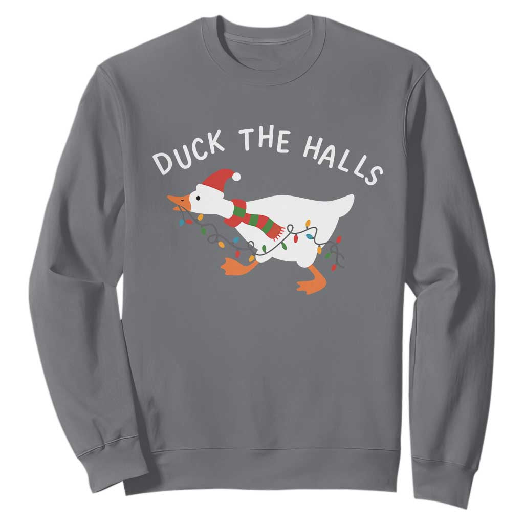 Funny Christmas Silly Goose Sweatshirt Funny Duck the Halls TS10 Charcoal Print Your Wear