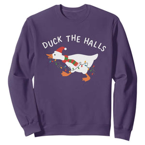 Funny Christmas Silly Goose Sweatshirt Funny Duck the Halls TS10 Purple Print Your Wear