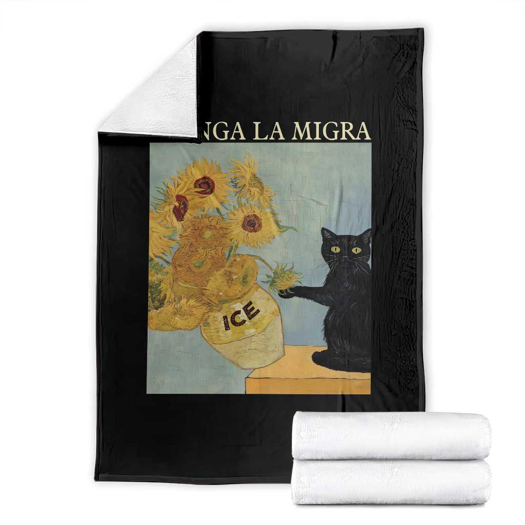 Chinga la Migra Throw Blanket Subtle FDT Black Cat Meme Van Gogh Art TS10 Black Print Your Wear