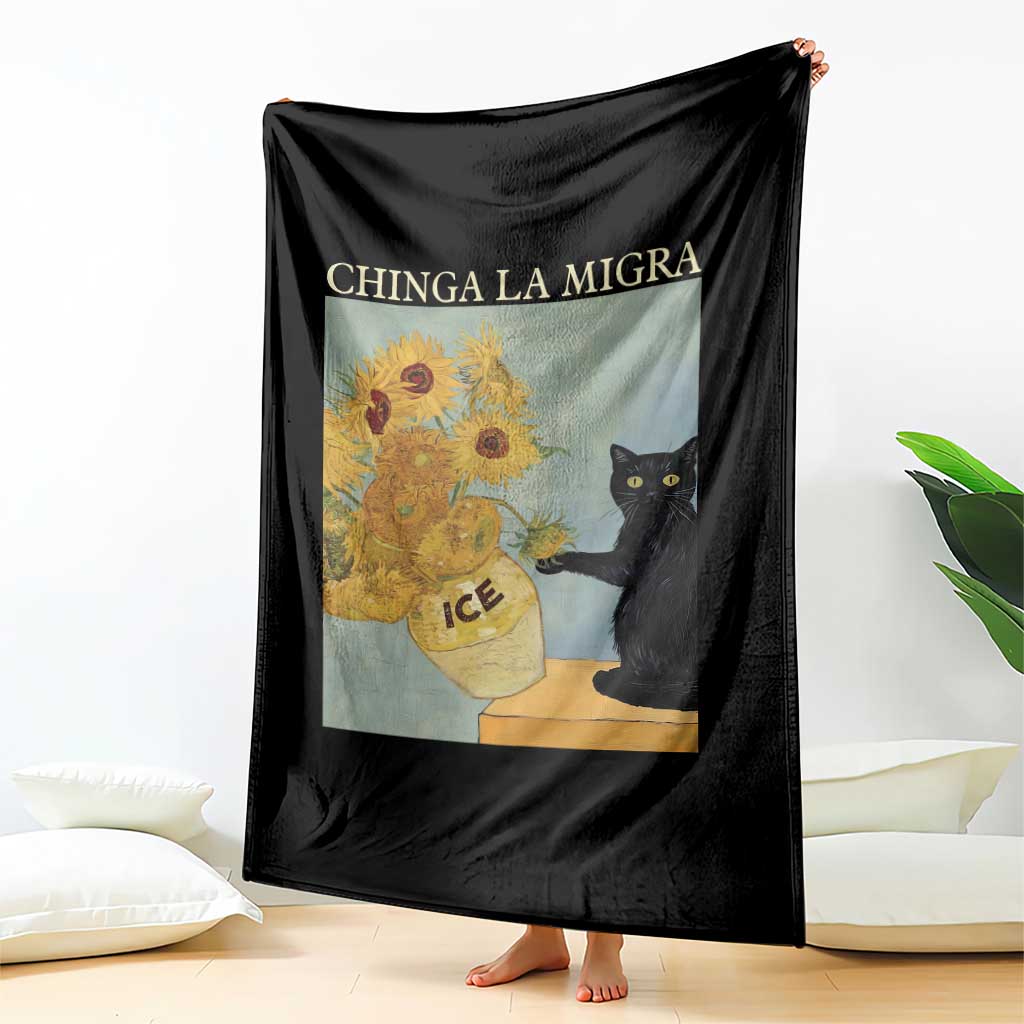 Chinga la Migra Throw Blanket Subtle FDT Black Cat Meme Van Gogh Art TS10 Print Your Wear