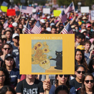 Chinga la Migra Protest Sign Subtle FDT Black Cat Meme Van Gogh Art TS10 Horizontal 18" × 24" Yellow Print Your Wear