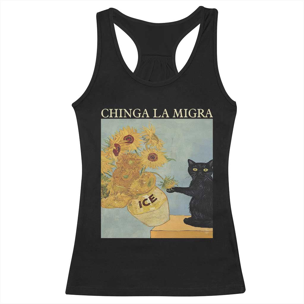 Chinga la Migra Racerback Tank Top Subtle FDT Black Cat Meme Van Gogh Art TS10 Black Print Your Wear