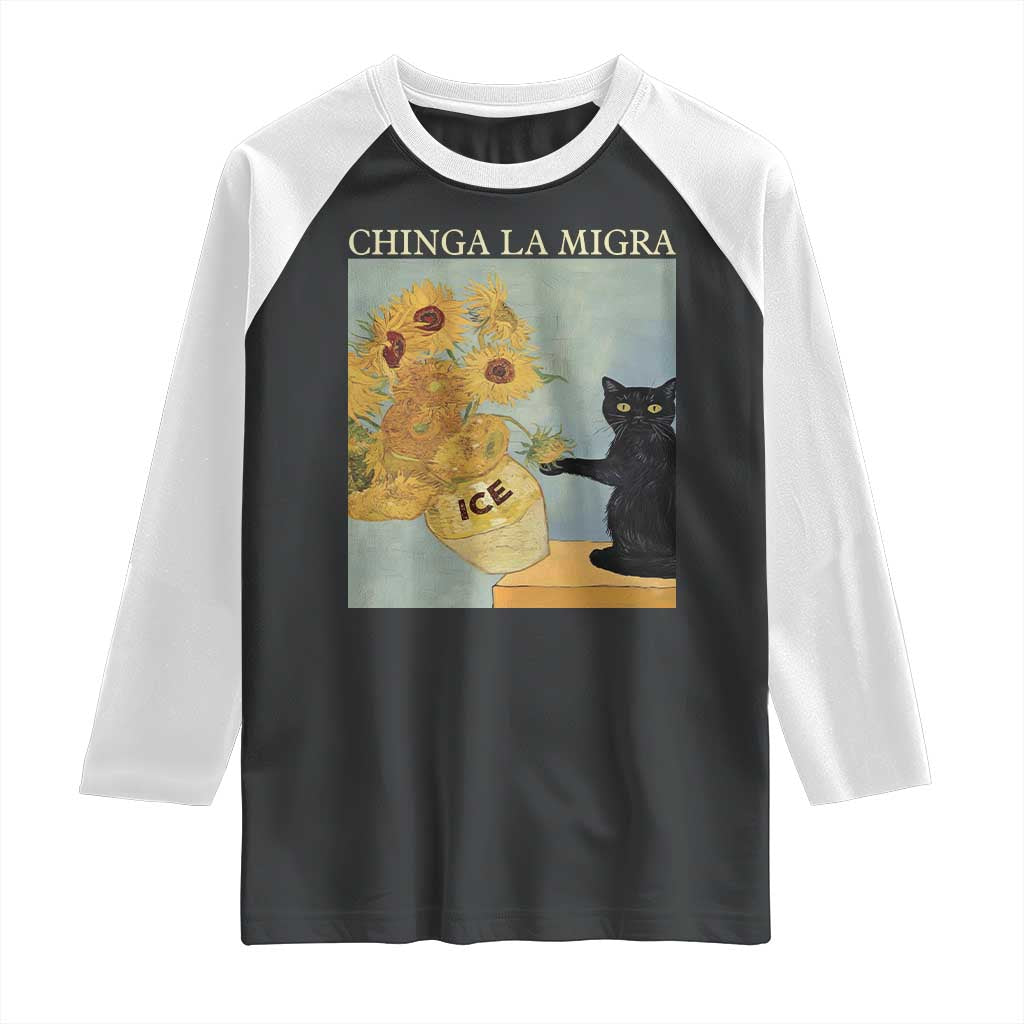 Chinga la Migra Raglan Shirt Subtle FDT Black Cat Meme Van Gogh Art TS10 Black White Print Your Wear