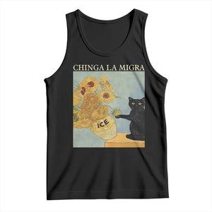 Chinga la Migra Tank Top Subtle FDT Black Cat Meme Van Gogh Art TS10 Black Print Your Wear