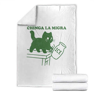 Chinga la Migra Throw Blanket Funny Subtle FDT Cat Meme TS10 White Print Your Wear