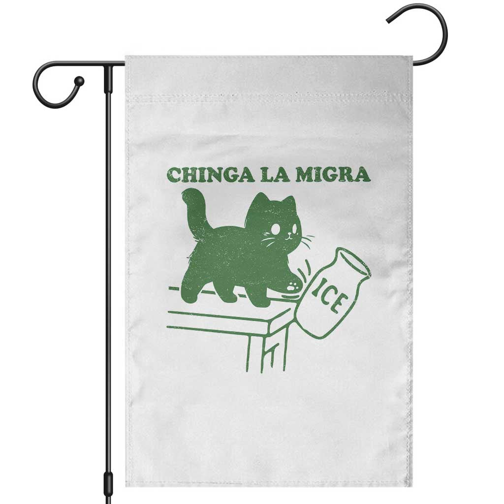 Chinga la Migra Garden Flag Funny Subtle FDT Cat Meme TS10 White Print Your Wear