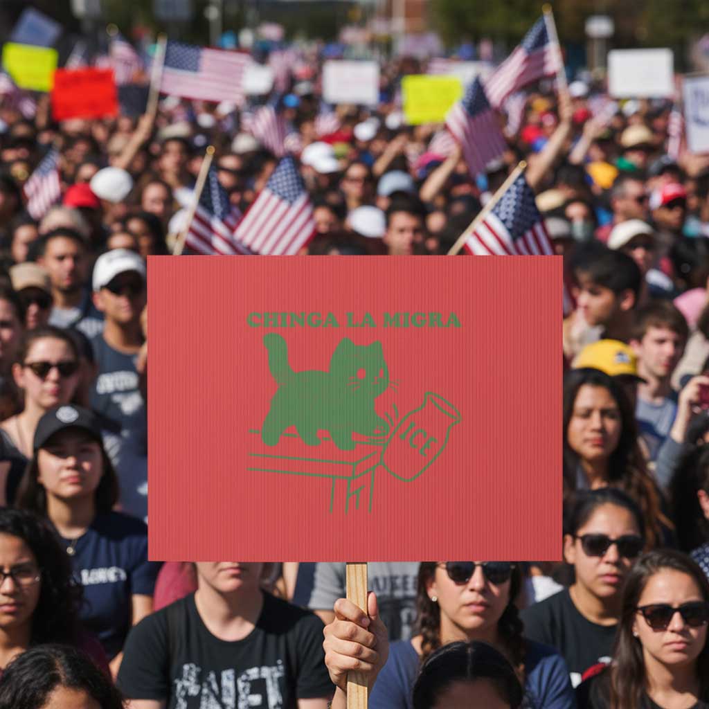 Chinga la Migra Protest Sign Funny Subtle FDT Cat Meme TS10 Horizontal 18