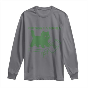 Chinga la Migra Long Sleeve Shirt Funny Subtle FDT Cat Meme TS10 Charcoal Print Your Wear