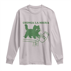 Chinga la Migra Long Sleeve Shirt Funny Subtle FDT Cat Meme TS10 Ice Gray Print Your Wear