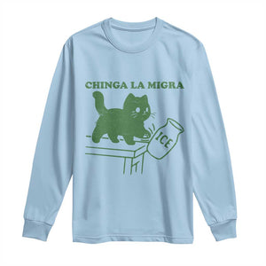 Chinga la Migra Long Sleeve Shirt Funny Subtle FDT Cat Meme TS10 Light Blue Print Your Wear
