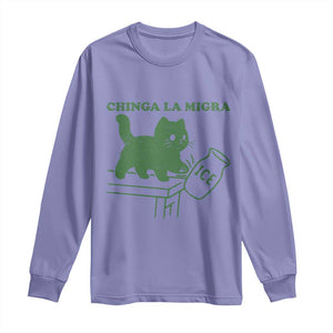 Chinga la Migra Long Sleeve Shirt Funny Subtle FDT Cat Meme TS10 Violet Print Your Wear