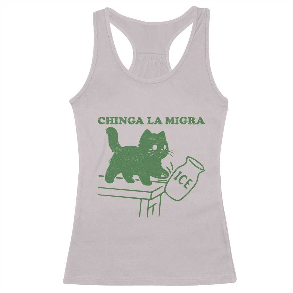 Chinga la Migra Racerback Tank Top Funny Subtle FDT Cat Meme TS10 Ice Gray Print Your Wear