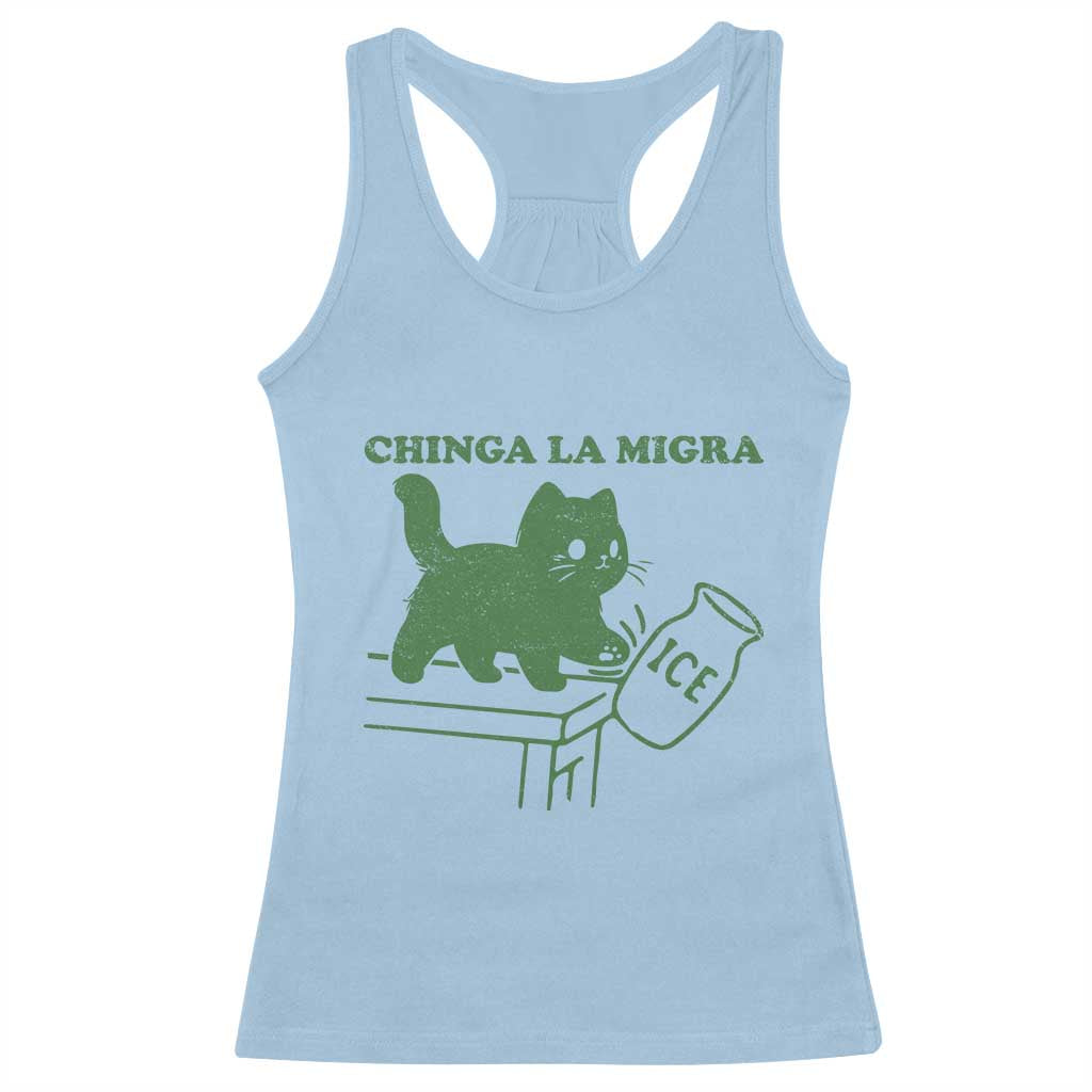 Chinga la Migra Racerback Tank Top Funny Subtle FDT Cat Meme TS10 Light Blue Print Your Wear